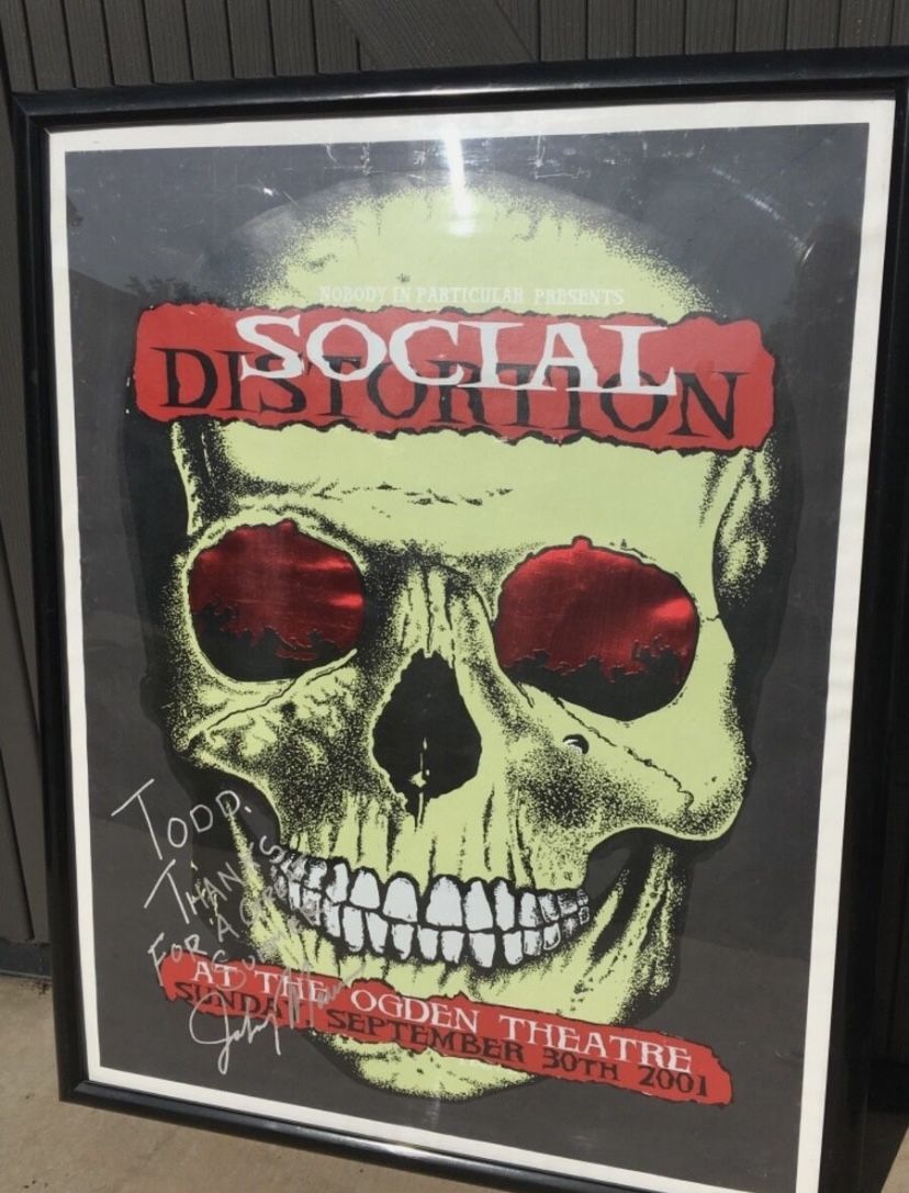 SOCIAL DISTORTION AT THE OGDEN 2001 JOHN MAURER SIGNED POSTER BASSIST