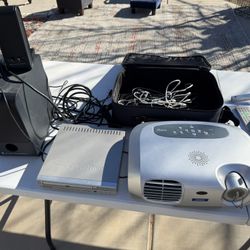 Epson Projector, Altec Lansing Subwoofer and DVD With Connections 