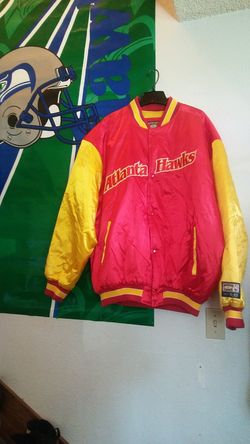 🔥🔥🔥💯VINTAGE HARDWOOD CLASSIC ATLANTA HAWKS BOMBER JACKET 💯🔥🔥🔥