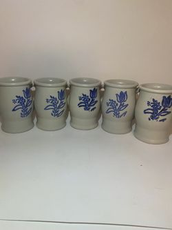 Pfaltzgraff Yorktowne Stoneware Blue Floral Coffee Barrel Mug