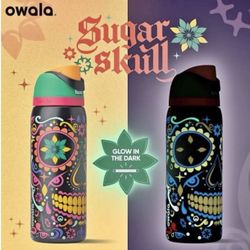 Owala 32 Oz Day Of The Dead / Sugar Skull Limited Edition Glow In The Dark