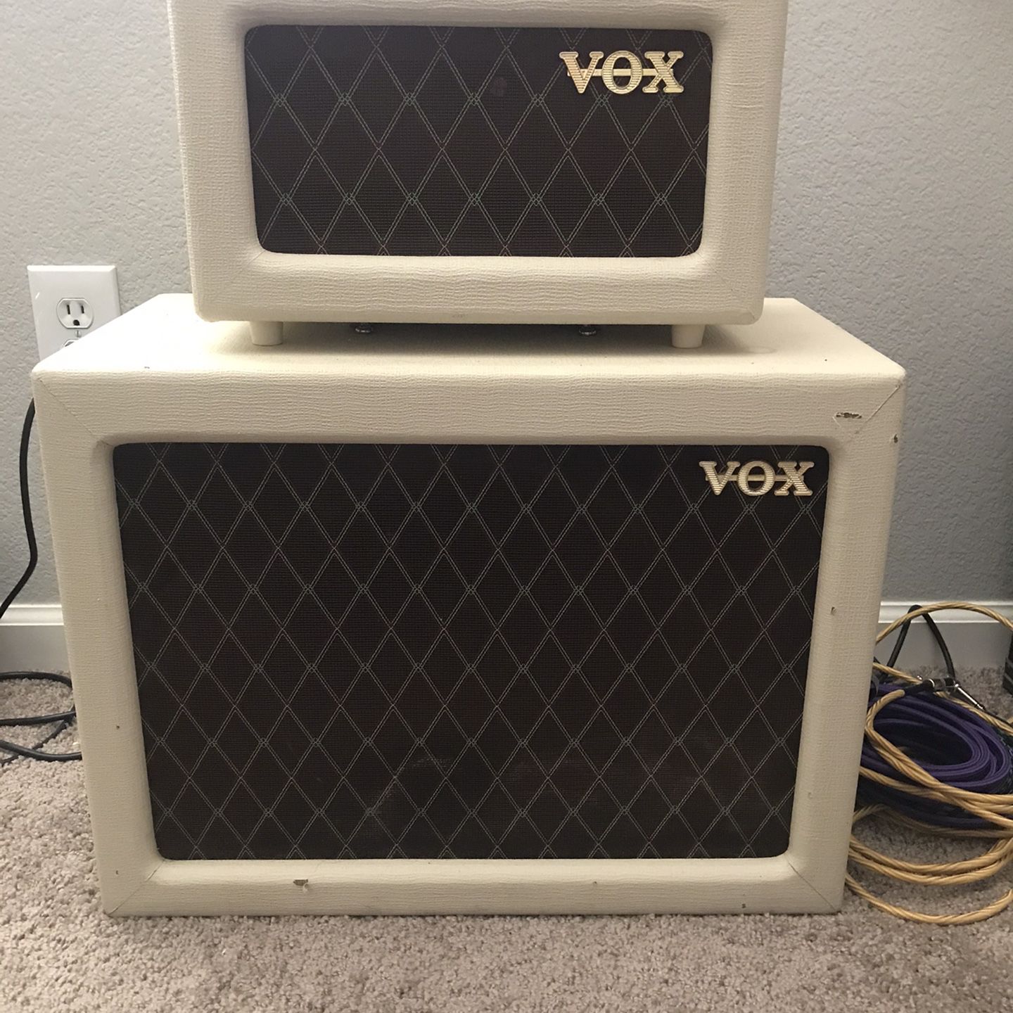 White Vox Ac4 Half Stack Guitar Amp