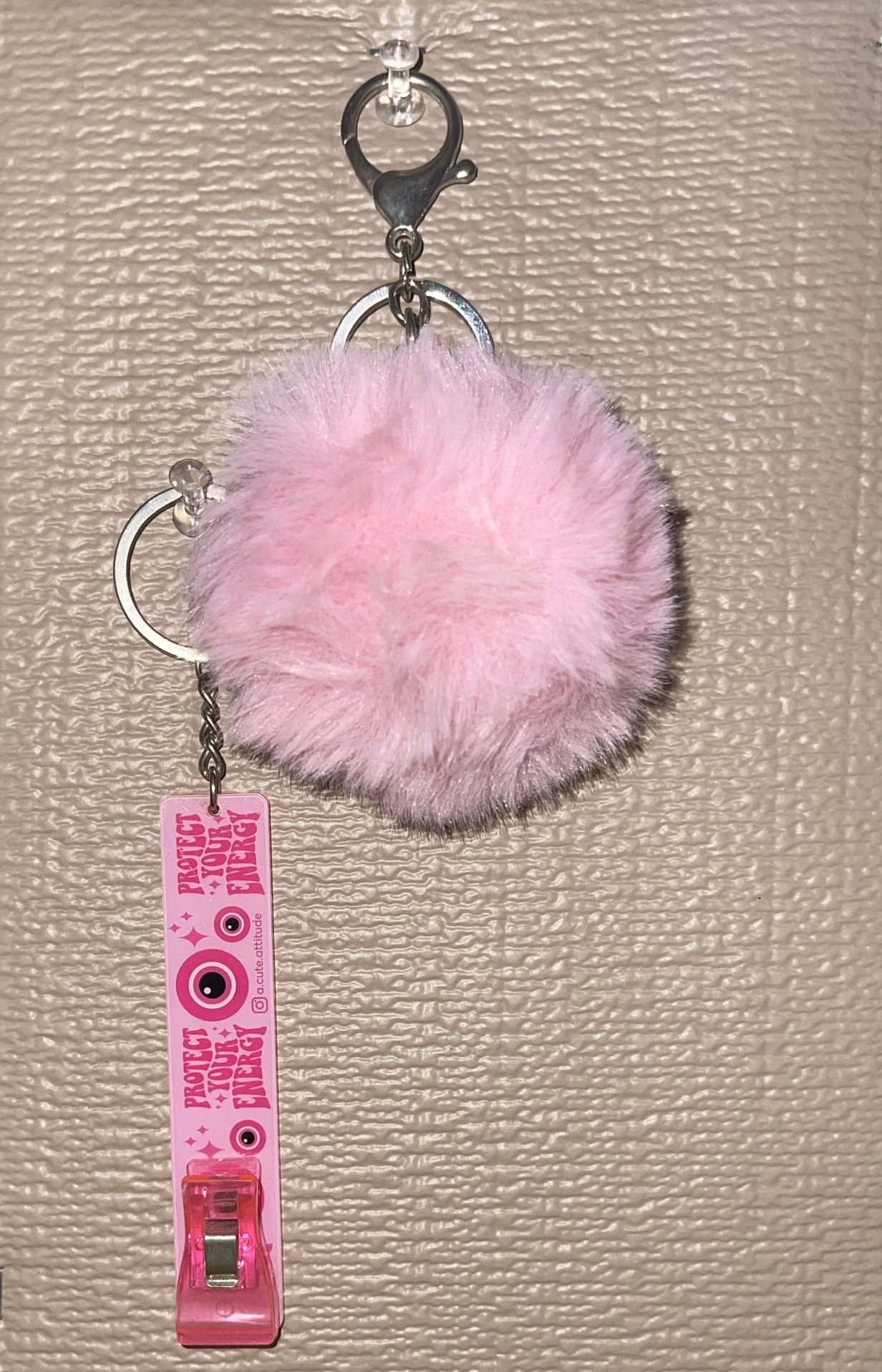 🧿 Pink Card Keychain w/ fuzzy