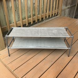 2 Tier Non Woven Fabric Shoe Shelf - 35” x 12” x 14”