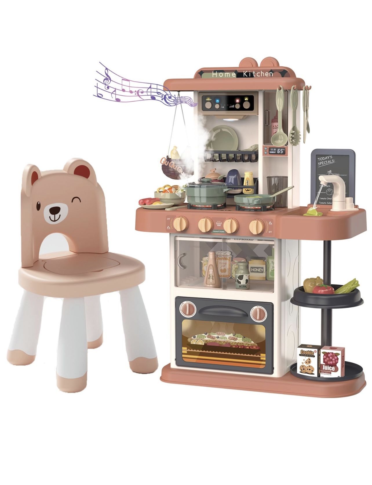 PanKome Kitchen Toy for Kid, Modern Kitchen Playset Pretend Food - Toy Accessories Set
