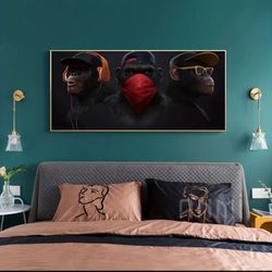 1pc, Fashionable Gorilla Canvas Painting Wall Art Modern Posters Print For Living Room Office Studio Home Decor Industrial HD No Frame