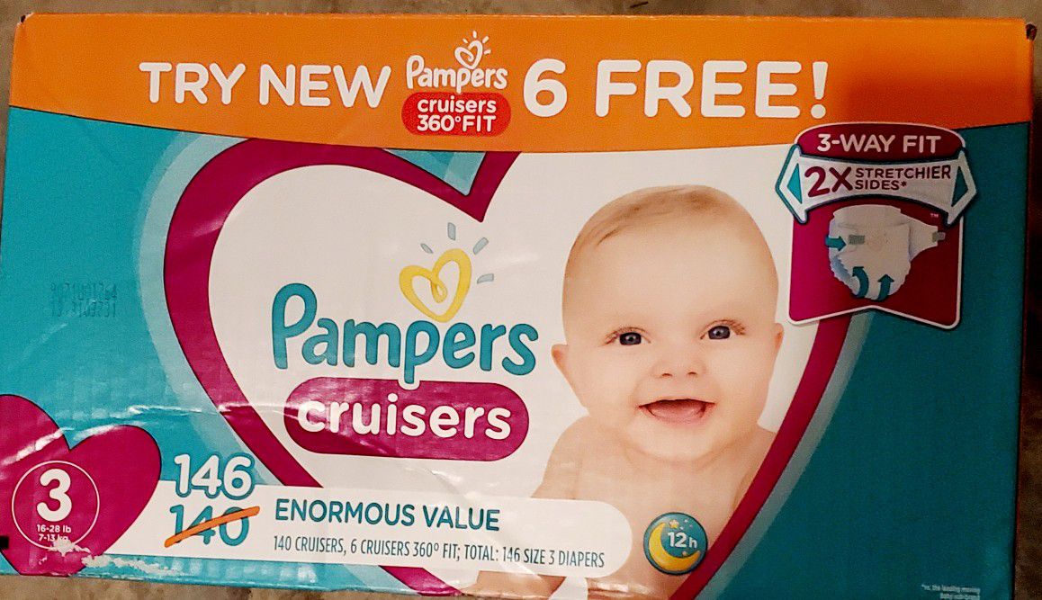 Pampers Cruisers Size 3 Baby Diapers 146 Count NEW in Box