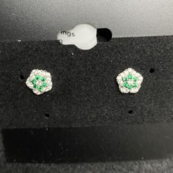 925 Silver Clover cz Earrings 