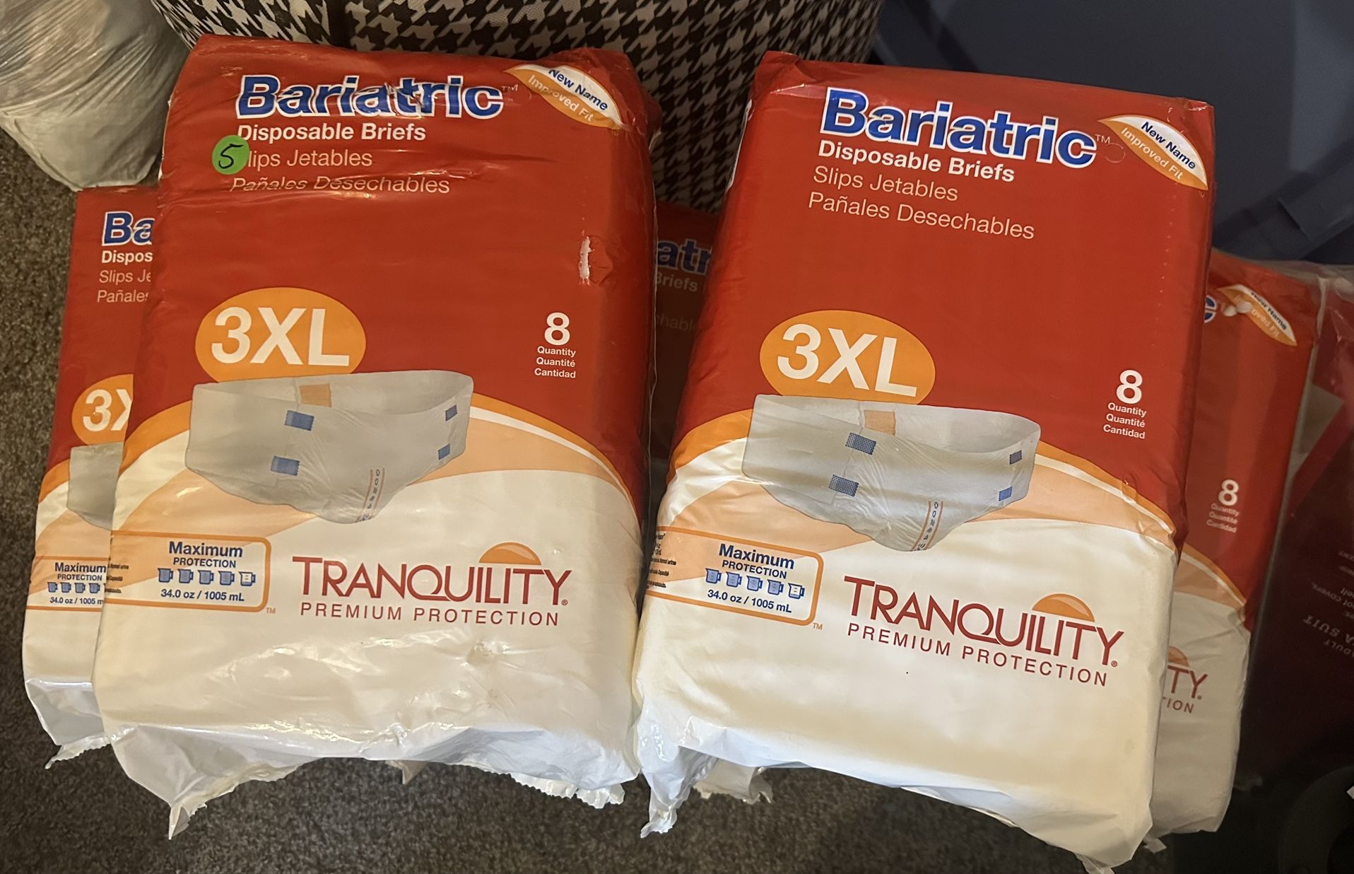 Disposable briefs size 3XL 5.00 each or take the last 8 packs for 30