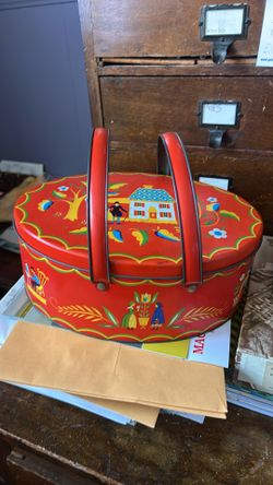 Vintage Tin Sewing Box