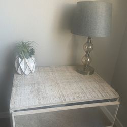 Wood Washed Night Stands Set Of 2  Mirror Drawer