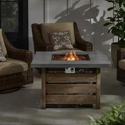 Summerfield 39.6 in.W 50000 Btu Gray Steel Propane Outdoor Fire Pit with Lava Rocks