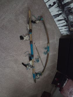 Native American handmade bow and arrow and spear