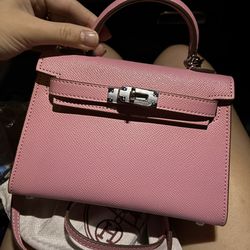 Rosy Pink Mini Purse With Strap Dustbag