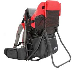 ClevrPlus Cross Country Baby Backpack Carrier, Red, Toddler Hiking Backpack with Comfortable Seat, Adjustable Straps & Belt, Foldable Frame Lightweig