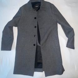 Express Men’s Charcoal Plaid Topcoat 