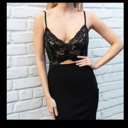 Floral Lace Cut Out Mini Dress BLACK