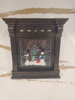 RARE Gerson International Lighted Christmas Water Lantern Snow Globe Winter Scene Snowmen Home Decor