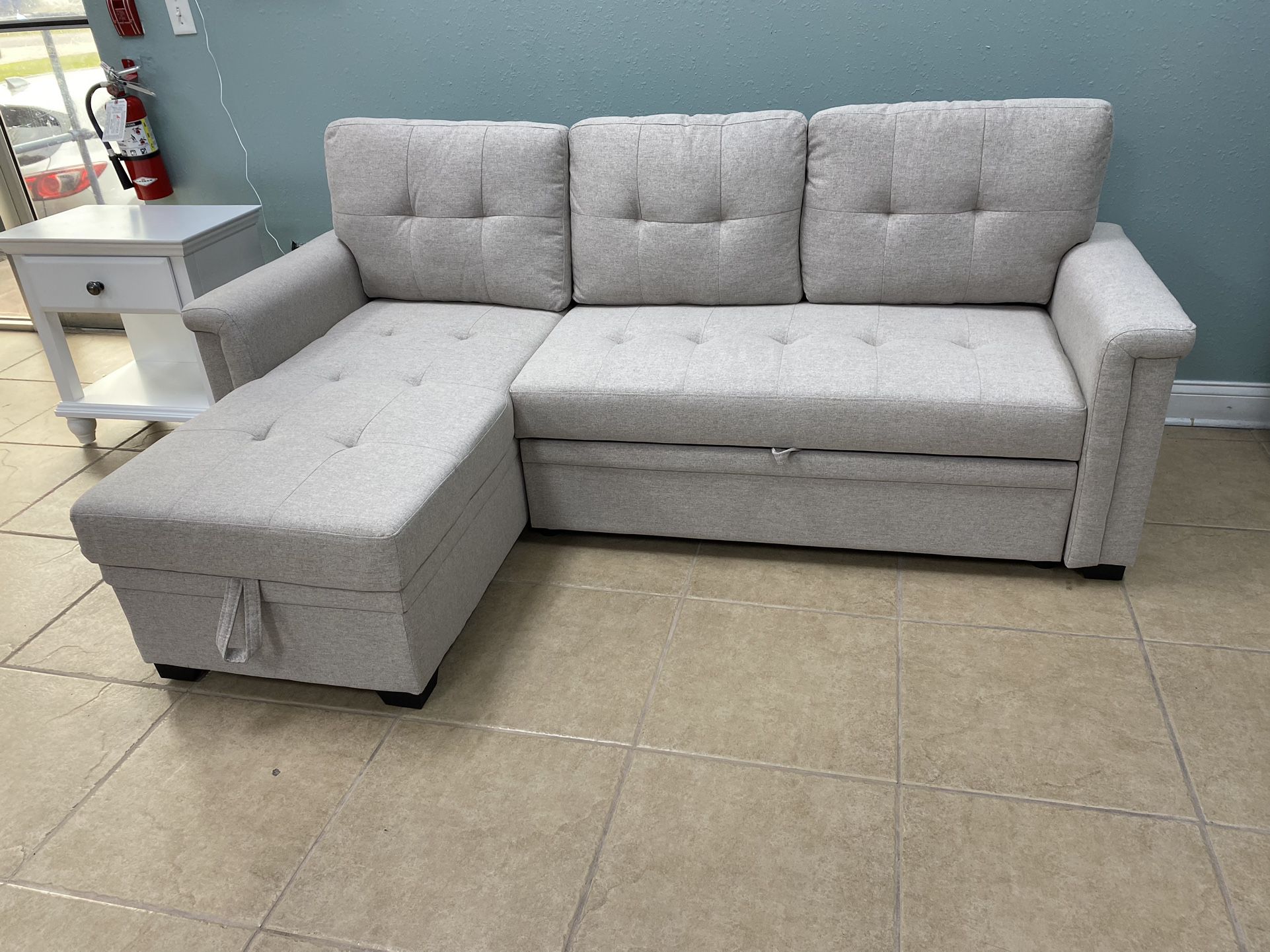 Two Piece Reversible Sleeper Sectional With Storage And Usb Ports $399
