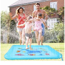 Splash Pad - 67" Sprinkler for Kids Outdoor Toys Fun Summer Water Pool Sprinkler Play Mat Outside Backyard Water Toy for Baby Toddlers Girls Boys