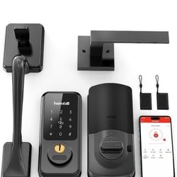 Keyless Entry Door Lock with Handles, Hornbill Smart Front Door Lock Set, Alexa Front Exterior Door Set, Digital Touchscreen via Bluetooth APP/Keyfob/