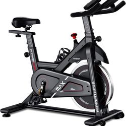 KeppiFitness Exercise Bike, Stationary bike for home with Felt/Magnetic Resistance, Indoor Bike with Tablet Holder, RPM Track LCD Monitor, 5+7 Handle 