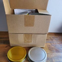 12 pc Wide Mouth Slivee & Gold Jar Lid