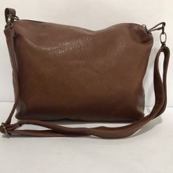 Crossbody Handbag. Brown Faux Leather 