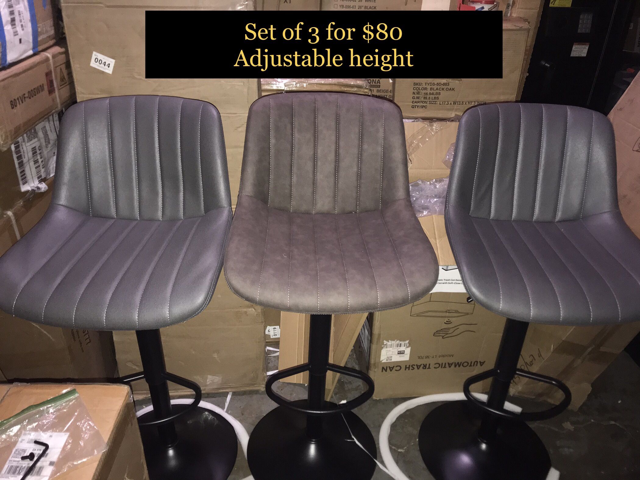 Set Of 3 Adjustable Height Bar Stools