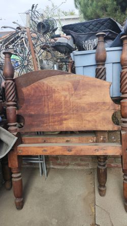 Antique bed frame with rails
