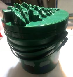 Two plastic small Christmas cookie bins with Christmas tree lids $1/ea or $2 BOTH
