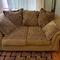 Couch,  brown fabric