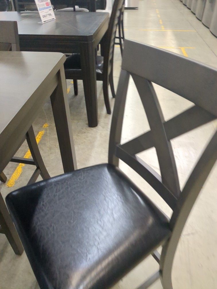 Alex Grey 7PC Counter Height Dining Table Padded With Upholstered