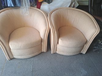 Pair of  pink  peach swivel chairs #furniture