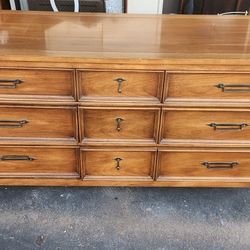 Vintage Solid Wood Dresser 62x18x32.  Excellent Quality 