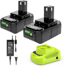 2-Pack 3.0Ah 18V Battery and Charger Replacement for Ryobi 18V -NEW (3439/14)