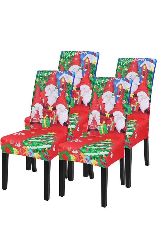Christmas Chair Covers for Dining Room Set of 4,