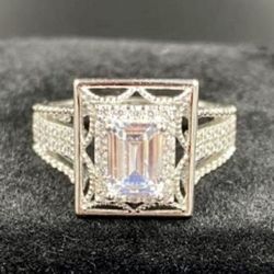 1.00 Carat Emerald Cut Sapphire Engagement Ring