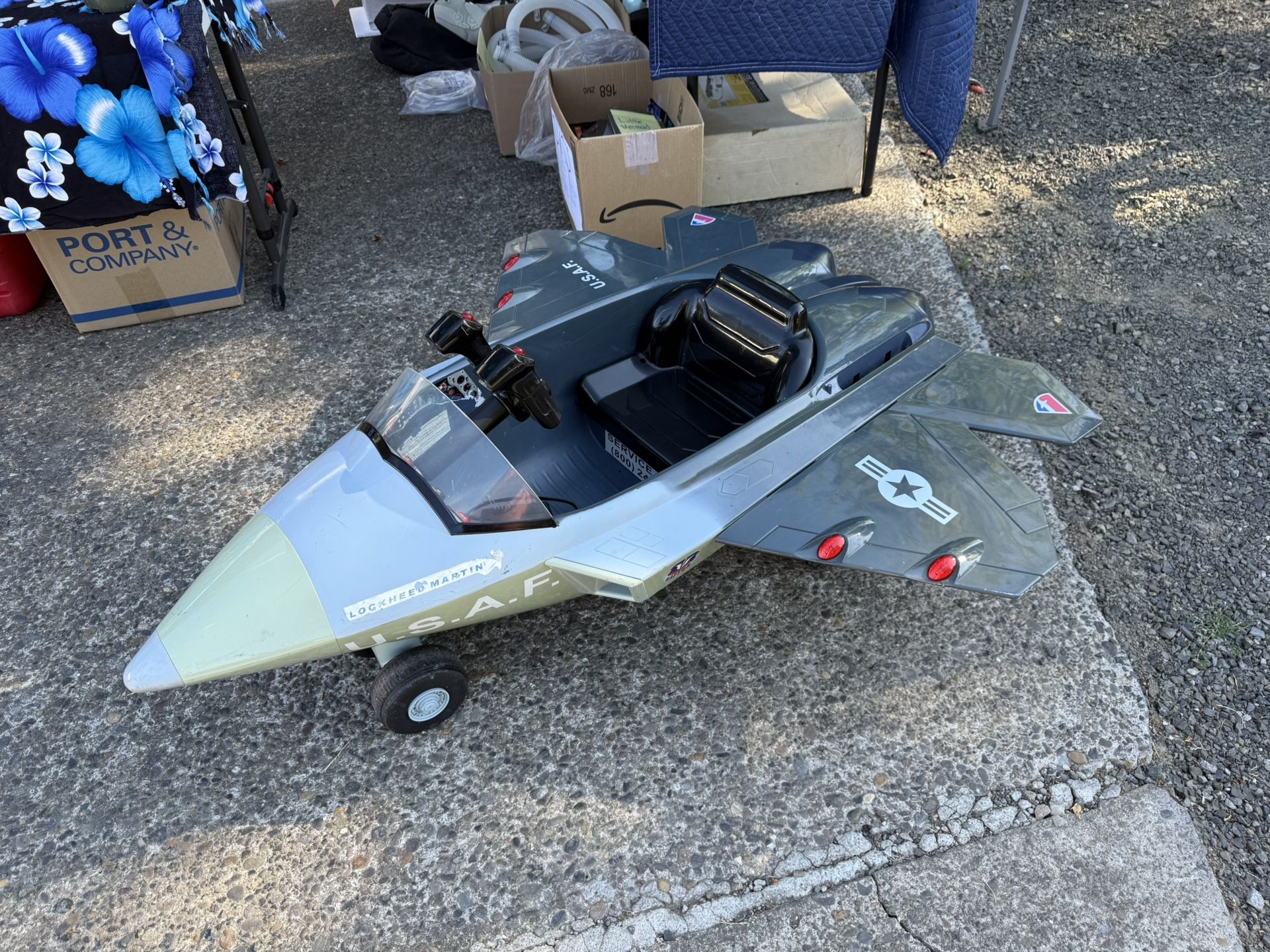 Power wheel F-22 Raptor ride-on toy jet.