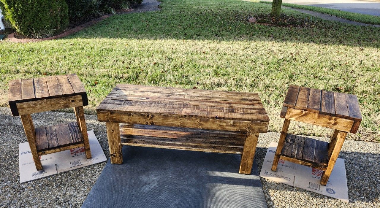 Handmade Coffee Table 2 End Tables 
