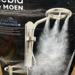 Moen Spa Shower 1-Spray 8 in. Dual Wall Mount Fixed and Handheld Shower Head with Magnetic Dock in Spot Resist Brushed Nickel