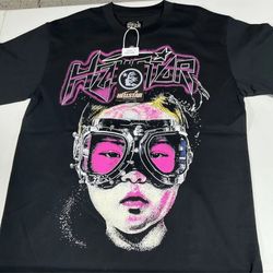 Hellstar Black Graphic Print Cotton Crew Neck T-Shirt Men's Short Sleeve