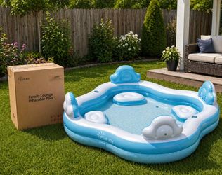 New! Evajoy Family Lounge Inflatable 200 Galloon Pool