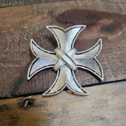 Vintage 1960's Trifari Maltese Cross Lapel Pin Pendant Silver Brooch