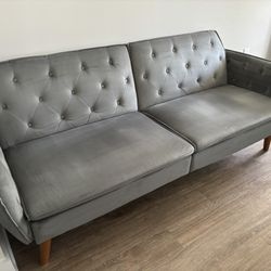 Gray Velvet Futon - Good Condition