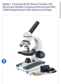 AmScope M150 Series Portable LED IMonocular Student Compound Microscope 40X-1000X  