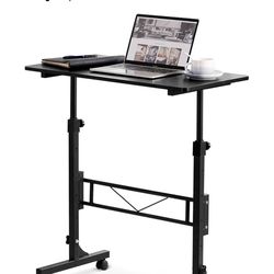 Small Standing Desk Adjustable Height, Mobile Stand up Desks with Wheels, 32 Inch Portable Rolling Small Computer Desks, Portable Laptop Desk Black