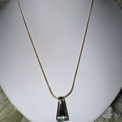 Estate - Triangular Sterling Pendant w/Topaz Stone 