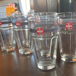 Vintage Coca-Cola Drinking Glasses!  Blue Strip With Red Signature Imagine