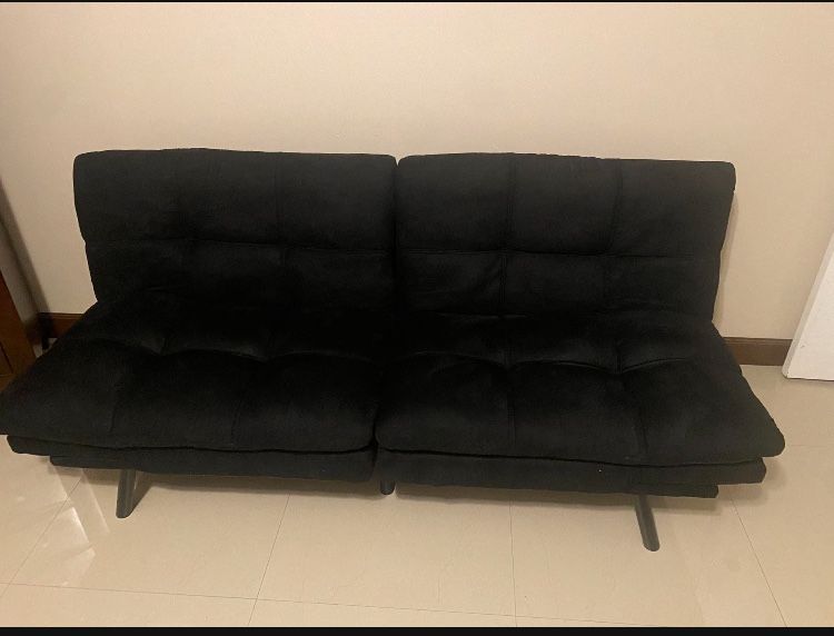 Black Microfiber Futon - Adjustable